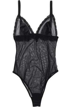 Dolce & Gabbana Koszulki, Kobieta, Czarny, M, Czarny Body z Koronką