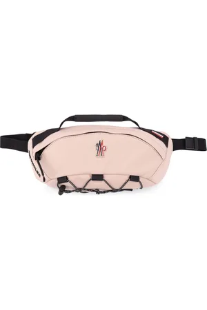 Moncler Torebki, Kobieta, Różowy, ONE SIZE, Nylon, Wodoodporna torba na pas z nylonu z wkładkami skórnymi