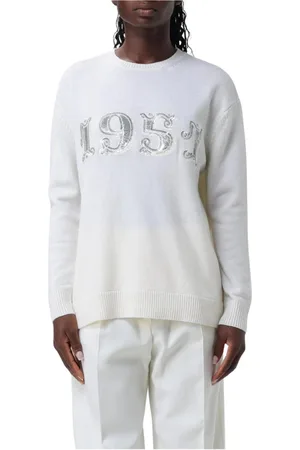 Max Mara Swetry, Kobieta, Biały, M, Kaszmir, Luksusowy Sweter z Kaszmiru