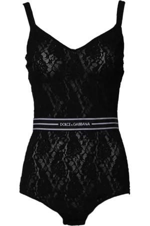 Dolce & Gabbana Stroje kąpielowe, Kobieta, Czarny, M, Nylon, Czarny Koronkowy Markowy Body Bielizna