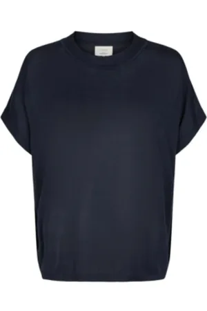 Numph Koszulki, Kobieta, Niebieski, M, Len, Nudarlene Pullover Bluzy z kapturem Dark Sapphire
