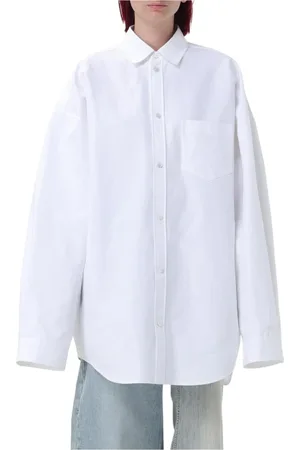 Balenciaga Bluzki, Kobieta, Biały, XS, Len, Biała Kurtka w Stylu Koszuli