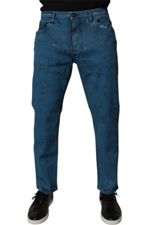 Dolce & Gabbana Jeansy, Mężczyzna, Niebieski, M, Denim, Niebieskie Skinny Jeansyy z Efektem Tie Dye