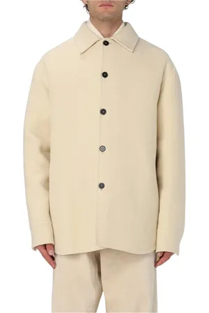 Jil Sander Kurtki, Mężczyzna, Beżowy, L, Beżowy Wełniany Trencz
