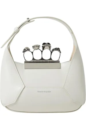 Alexander McQueen Torebki, Kobieta, Biały, ONE SIZE, Czarna Mini Torba z Knuckle Ring