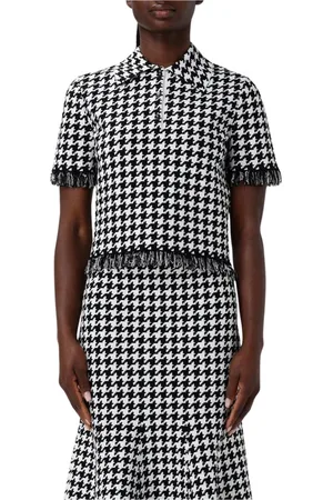 Alexander McQueen Koszulki, Kobieta, Czarny, M, Sweter Polo z Frędzlami