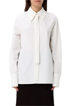 Jil Sander Bluzki, Kobieta, Biały, XS, Biała Koszula z Poplinu z Wiązaniem na Szyję