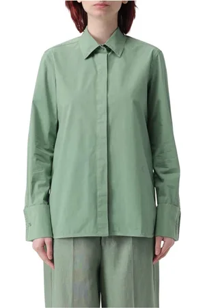 Max Mara Bluzki, Kobieta, Zielony, XS, Różowa koszula z bawełny, Elegancka i Wygodna
