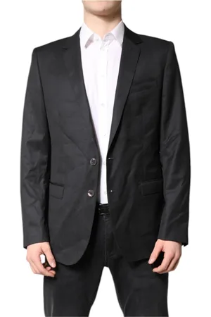 Dolce & Gabbana Garnitury, Mężczyzna, Czarny, L, Rayon, Slim Fit Virgin Wool Blazer