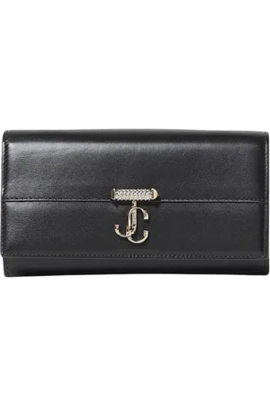 Jimmy Choo Torebki, Kobieta, Czarny, ONE SIZE, Portfel ze skórą ozdobiony kryształami