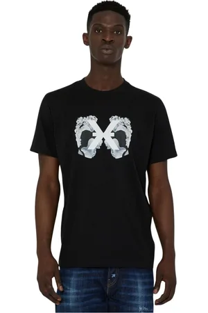 John Richmond Koszulki, Mężczyzna, Czarny, S, Bawełna, T-shirt z grafiką nadrukowaną z przodu