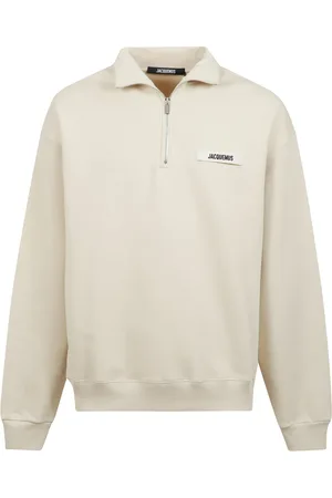Jacquemus Bluzy, Mężczyzna, Beżowy, S, Beżowy Sweter z półzamkiem i ściągaczem