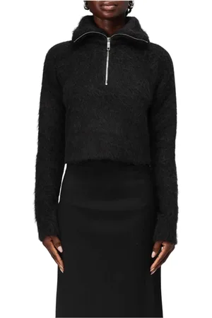 Sportmax Swetry, Kobieta, Czarny, S, Czarny sweter z wysokim kołnierzem