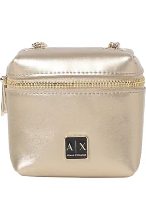 Armani Exchange Torebki, Kobieta, Żółty, ONE SIZE, Czarna Metaliczna Łańcuchowa Torba na Ramię