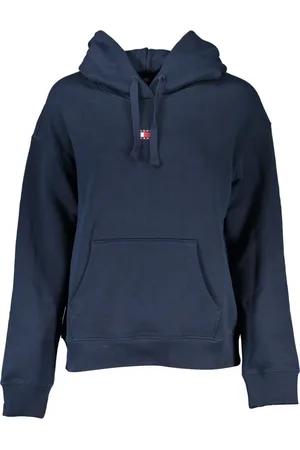 Tommy Hilfiger Bluzy, Kobieta, Niebieski, M, Niebieski kaptur z aplikacją logo