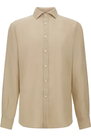Boggi Milano Koszule, Mężczyzna, Beżowy, 3XL, Len, Regular Fit Koszula lniana