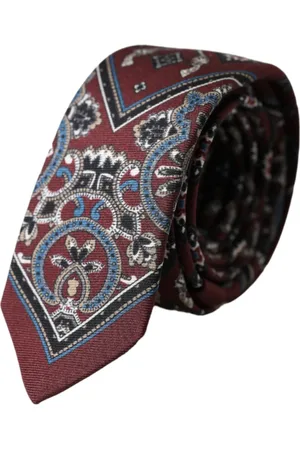 Dolce & Gabbana Akcesoria, unisex, Wielobarwność, ONE SIZE, Bordowy Jedwabny Krawat Męski