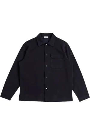Moncler Kurtki, Mężczyzna, Czarny, L, Granatowa Kurtka Koszulowa z Guzikami