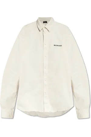 Balenciaga Bluzki, Kobieta, Beżowy, M, Len, Koszula z logo