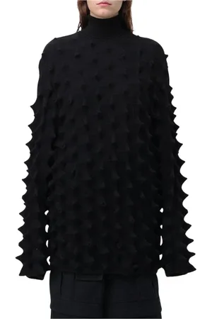 AMBUSH Swetry, Kobieta, Czarny, S, Rayon, Czarny Sweter z Teksturowanym Dzianiem