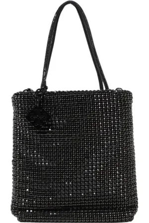 Tory Burch Torebki, Kobieta, Czarny, ONE SIZE, Srebrna Kopertówka z Kryształową Siatką