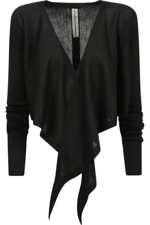 Rick Owens Swetry, Kobieta, Czarny, L, Krzyżowany sweter z długim rękawem