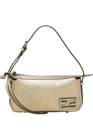 Fendi Torebki, Kobieta, Beżowy, ONE SIZE, Elegancka Skórzana Mini Torba na Zamek