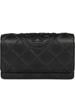 Tory Burch Torebki, Kobieta, Czarny, ONE SIZE, Mini Pikowana Skórzana Portmonetka