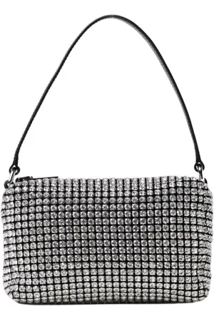 Alexander Wang Torebki, Kobieta, Biały, ONE SIZE, Biała Mini Kopertówka z Siatką Kryształową