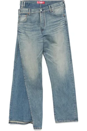 JUNYA WATANABE Jeansy, Mężczyzna, Niebieski, M, Indigo Button Fly Jeansy