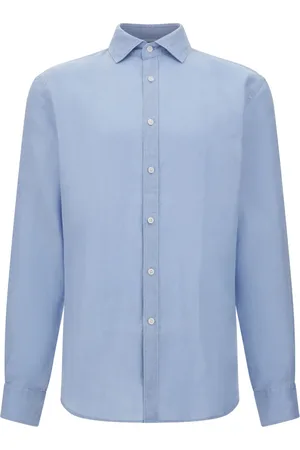 Boggi Milano Koszule, Mężczyzna, Niebieski, XS, Len, Regular Fit Koszula lniana