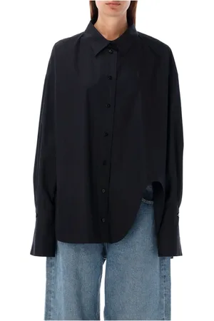 The Attico Bluzki, Kobieta, Czarny, S, Bawełna, Czarna Koszula Diana Bawełna Oversize