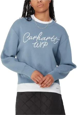 Carhartt Swetry, Kobieta, Niebieski, S, Bawełna, Sweter Signature w Dusty Ice Wax