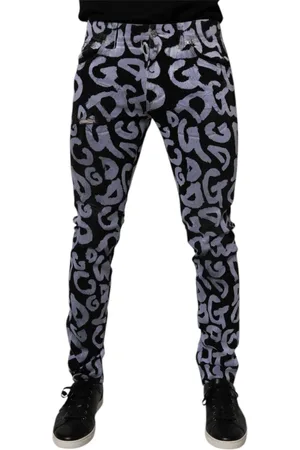 Dolce & Gabbana Jeansy, Mężczyzna, Czarny, M, Czarne Logo Monogram Skinny Jeansyy