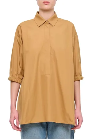 Max Mara Bluzki, Kobieta, brązowy, M, Brązowa Koszula Bawełniana, Elegancki Styl