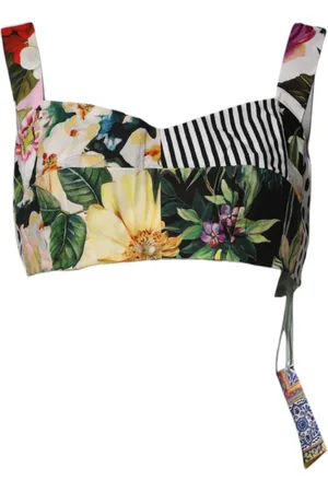 Dolce & Gabbana Koszulki, Kobieta, Wielobarwność, L, Wielokolorowy Top z Patchworkiem