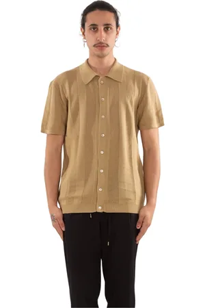 Daniele Fiesoli Koszulki, Mężczyzna, brązowy, 2XL, Dziurkowany Sweter z Krótkim Rękawem