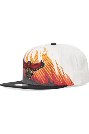 Mitchell & Ness Akcesoria, Mężczyzna, Biały, ONE SIZE, Czapka z płaskim daszkiem Atlanta Hawks