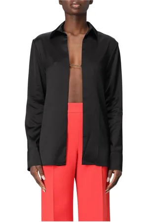 Jacquemus Bluzki, Kobieta, Czarny, S, Elegancka Satynowa Koszula Leandra Styl