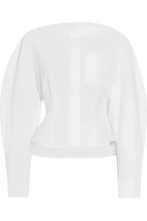 Jacquemus Bluzki, Kobieta, Biały, S, Biała Koszula z Dekoltem Łódkowym