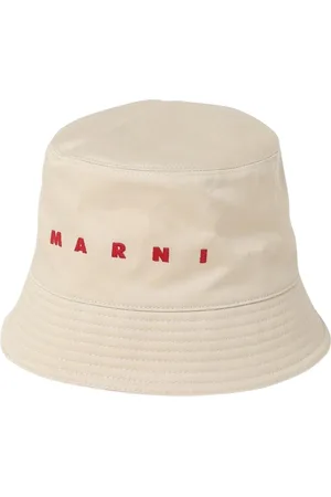 Marni Akcesoria, Mężczyzna, Beżowy, S, Elegancki Logo Bucket Hat Niebieski