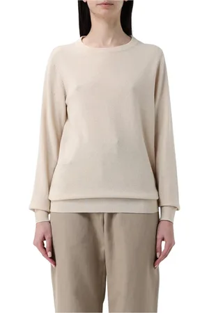 Brunello Cucinelli Swetry, Kobieta, Beżowy, XL, Kaszmir, Luksusowy Sweter z kaszmiru
