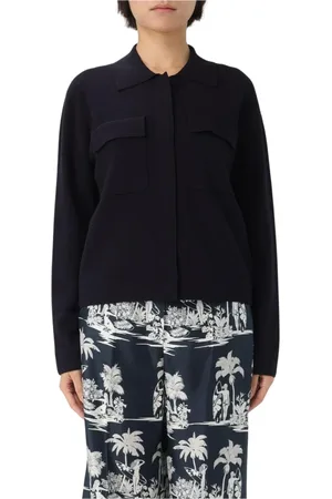 Max Mara Swetry, Kobieta, Niebieski, S, Niebieski Sweter Rozpinany Luźny Fason