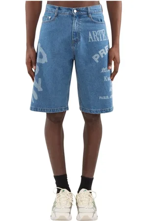 Arte Antwerp Szorty, Mężczyzna, Niebieski, W30, Denim, Denim Side Print Shorts