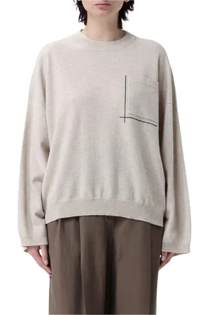 Brunello Cucinelli Swetry, Kobieta, Beżowy, XS, Kaszmir, Cashmere Pullover Relaxed Fit
