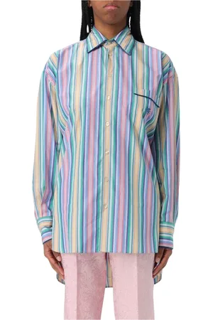 Etro Bluzki, Kobieta, Wielobarwność, 3XS, Wielokolorowa Paskowana Oversized Koszula