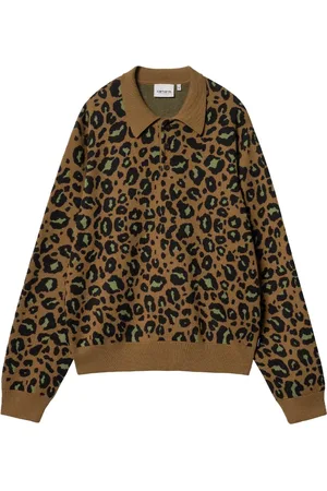 Carhartt Swetry, Mężczyzna, brązowy, M, Bawełna, Polo Camo Leo Jacquard