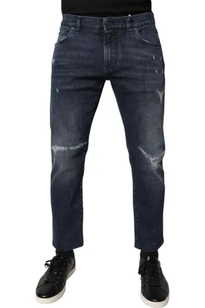 Dolce & Gabbana Jeansy, Mężczyzna, Niebieski, L, Niebieskie Skinny Jeansyy z Logo