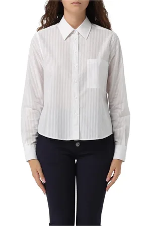 HUGO BOSS Bluzki, Kobieta, Biały, 3XL, Klasyczna Koszula w Paski z Długim Rękawem