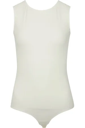 Maison Margiela Koszulki, Kobieta, Beżowy, L, Top Z Dzianiny z Zapięciem na Napy